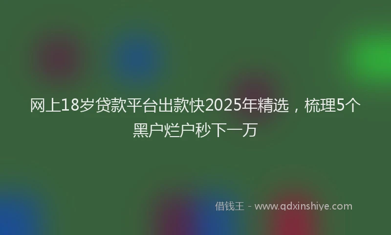 网上18岁贷款平台出款快2025年精选，梳理5个黑户烂户秒下一万
