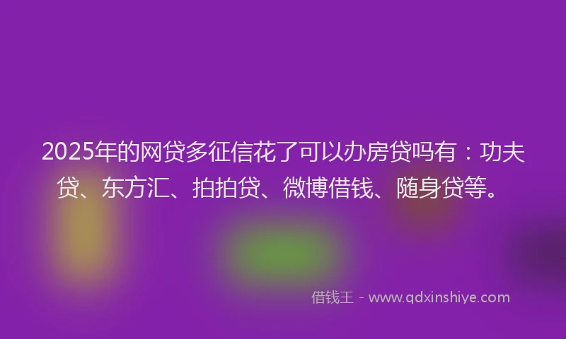 2025年的网贷多征信花了可以办房贷吗有：功夫贷、东方汇、拍拍贷、微博借钱、随身贷等。