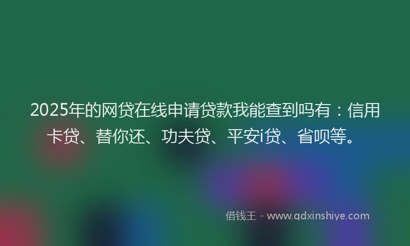 2025年的网贷在线申请贷款我能查到吗有：信用卡贷、替你还、功夫贷、平安i贷、省呗等。
