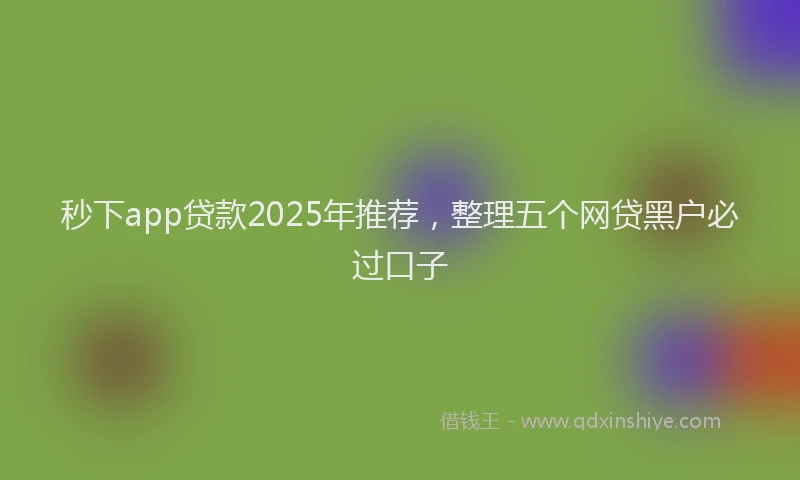 秒下app贷款2025年推荐，整理五个网贷黑户必过口子