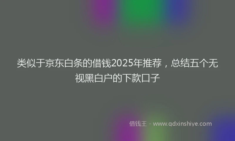 类似于京东白条的借钱2025年推荐，总结五个无视黑白户的下款口子