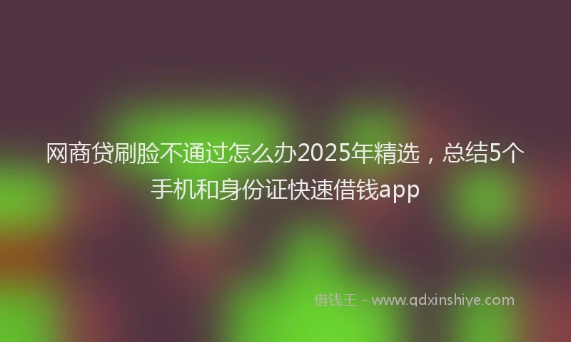 网商贷刷脸不通过怎么办2025年精选，总结5个手机和身份证快速借钱app