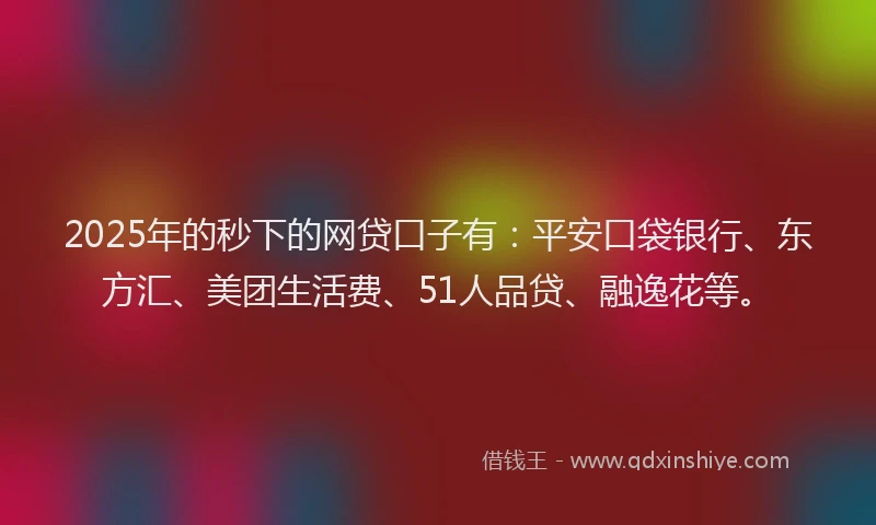 2025年的秒下的网贷口子有：平安口袋银行、东方汇、美团生活费、51人品贷、融逸花等。
