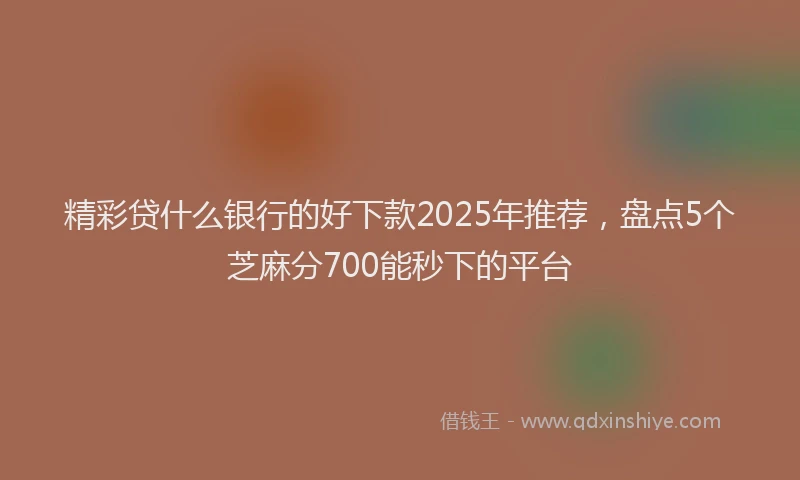 精彩贷什么银行的好下款2025年推荐，盘点5个芝麻分700能秒下的平台