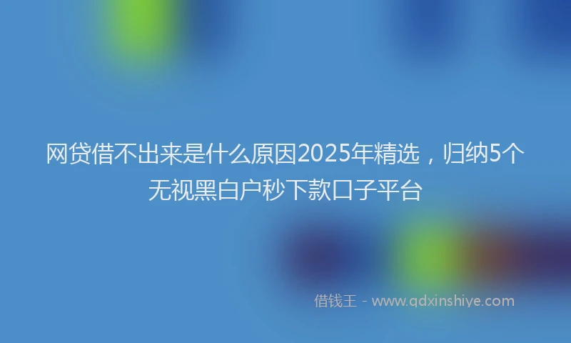 网贷借不出来是什么原因2025年精选，归纳5个无视黑白户秒下款口子平台