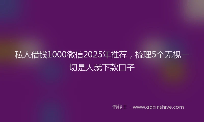 私人借钱1000微信2025年推荐，梳理5个无视一切是人就下款口子