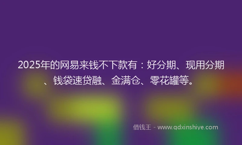 2025年的网易来钱不下款有：好分期、现用分期、钱袋速贷融、金满仓、零花罐等。