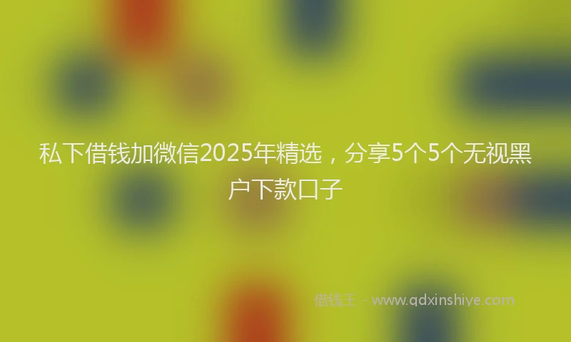 私下借钱加微信2025年精选，分享5个5个无视黑户下款口子