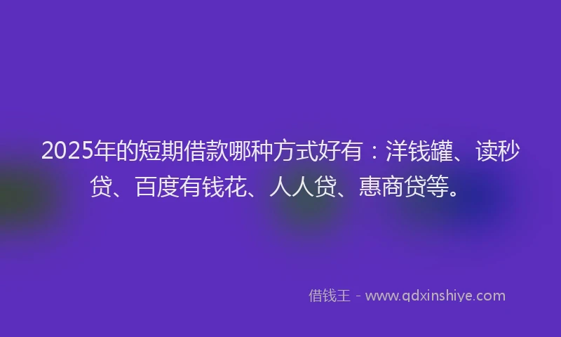 2025年的短期借款哪种方式好有：洋钱罐、读秒贷、百度有钱花、人人贷、惠商贷等。