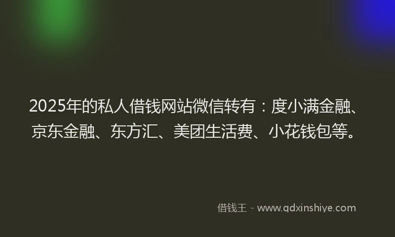 2025年的私人借钱网站微信转有：度小满金融、京东金融、东方汇、美团生活费、小花钱包等。