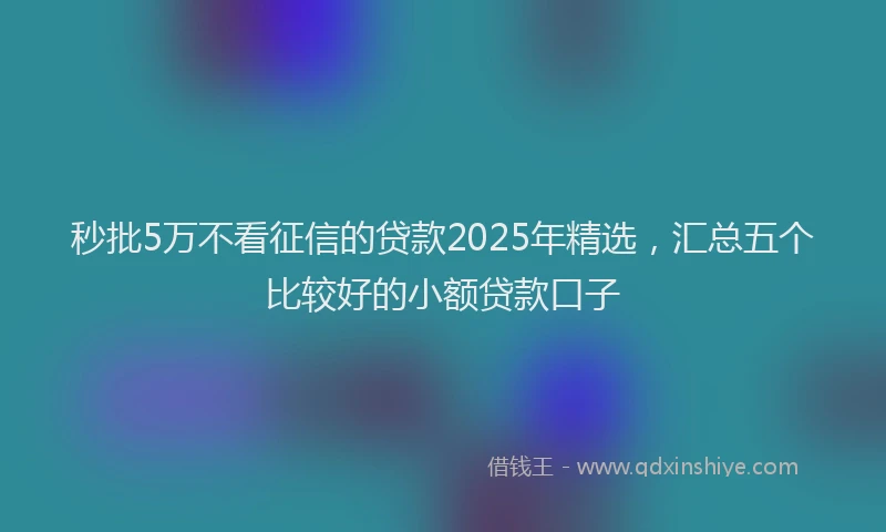 秒批5万不看征信的贷款2025年精选，汇总五个比较好的小额贷款口子