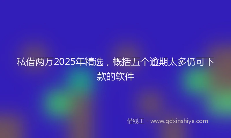 私借两万2025年精选，概括五个逾期太多仍可下款的软件