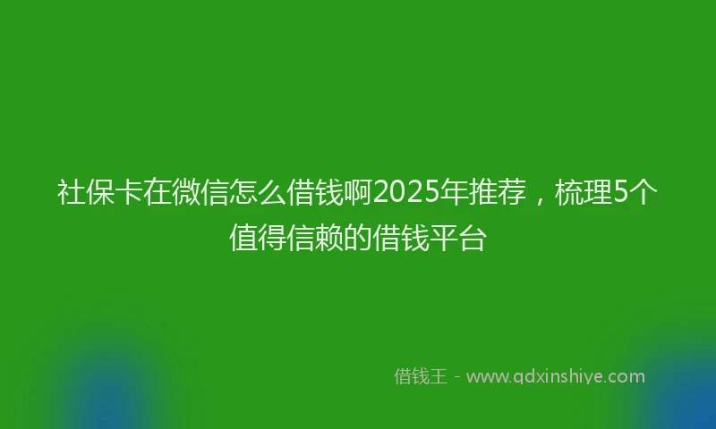 社保卡在微信怎么借钱啊2025年推荐，梳理5个值得信赖的借钱平台