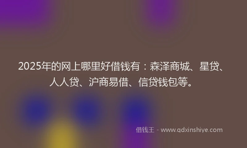 2025年的网上哪里好借钱有：森泽商城、星贷、人人贷、沪商易借、信贷钱包等。