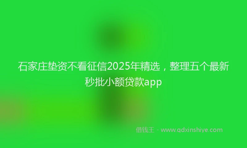 石家庄垫资不看征信2025年精选，整理五个最新秒批小额贷款app