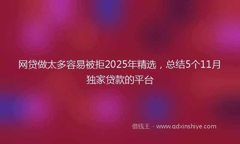 网贷做太多容易被拒2025年精选，总结5个11月独家贷款的平台