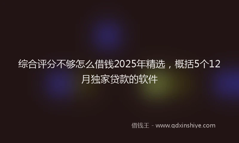 综合评分不够怎么借钱2025年精选，概括5个12月独家贷款的软件