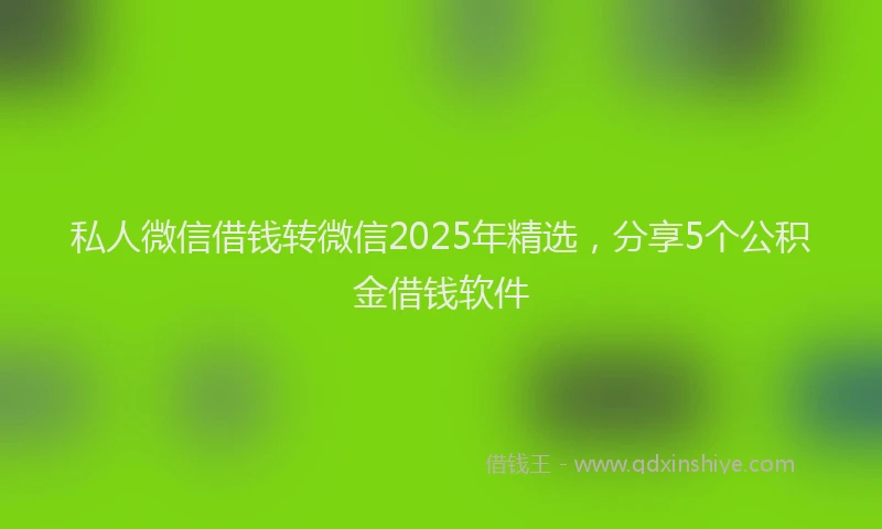 私人微信借钱转微信2025年精选，分享5个公积金借钱软件