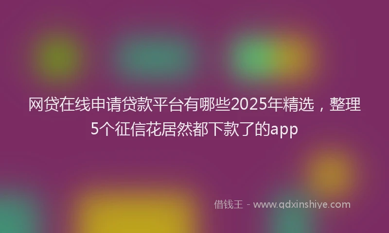 网贷在线申请贷款平台有哪些2025年精选，整理5个征信花居然都下款了的app