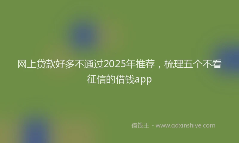 网上贷款好多不通过2025年推荐，梳理五个不看征信的借钱app