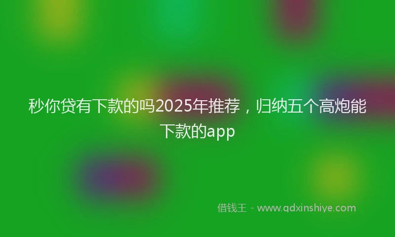 秒你贷有下款的吗2025年推荐，归纳五个高炮能下款的app