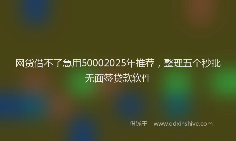网货借不了急用50002025年推荐，整理五个秒批无面签贷款软件