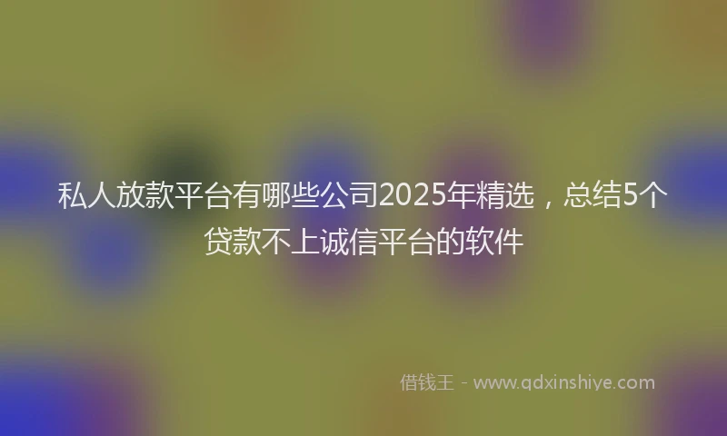 私人放款平台有哪些公司2025年精选，总结5个贷款不上诚信平台的软件