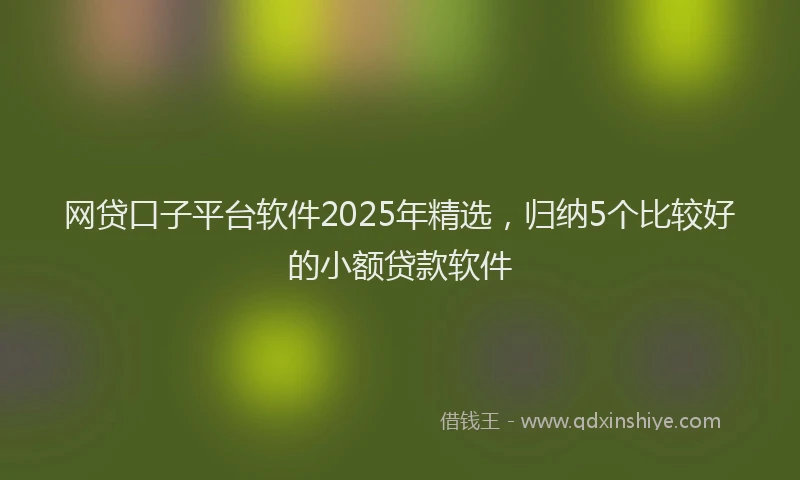 网贷口子平台软件2025年精选，归纳5个比较好的小额贷款软件