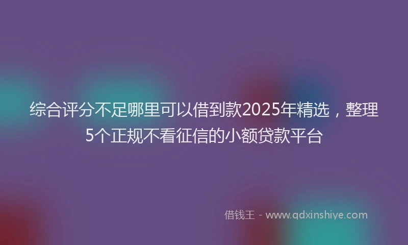 综合评分不足哪里可以借到款2025年精选，整理5个正规不看征信的小额贷款平台