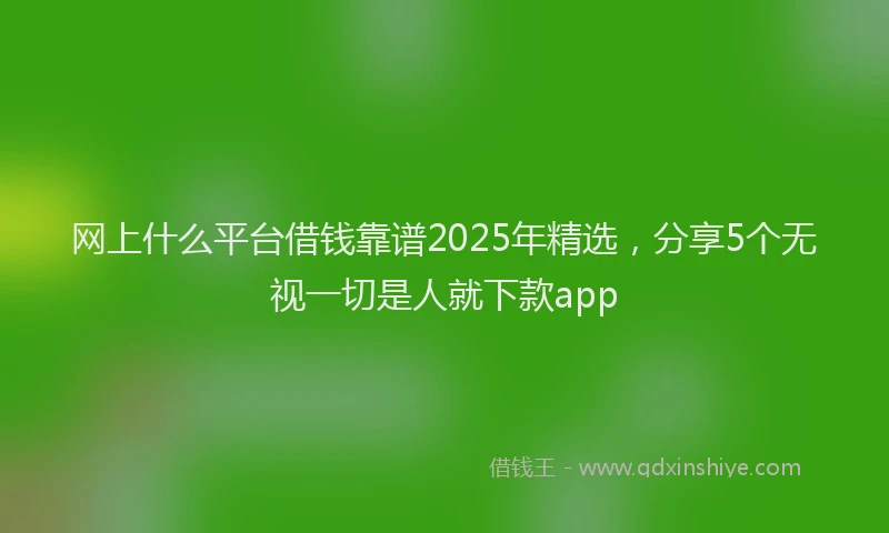 网上什么平台借钱靠谱2025年精选，分享5个无视一切是人就下款app
