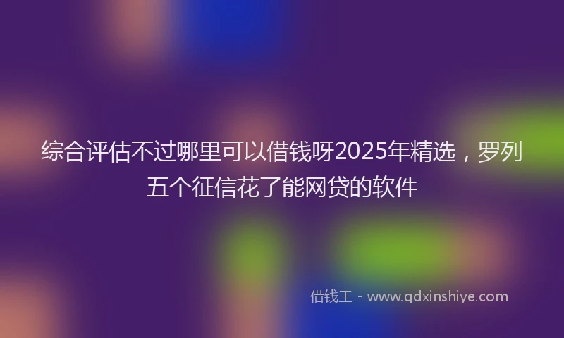 综合评估不过哪里可以借钱呀2025年精选，罗列五个征信花了能网贷的软件