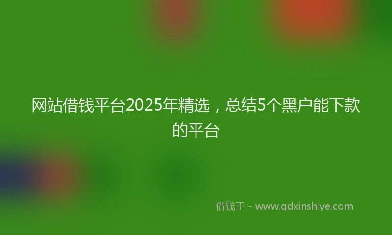 网站借钱平台2025年精选，总结5个黑户能下款的平台