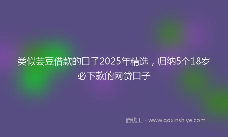 类似芸豆借款的口子2025年精选，归纳5个18岁必下款的网贷口子