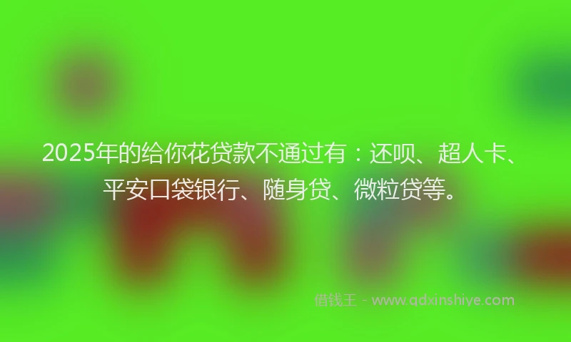 2025年的给你花贷款不通过有：还呗、超人卡、平安口袋银行、随身贷、微粒贷等。