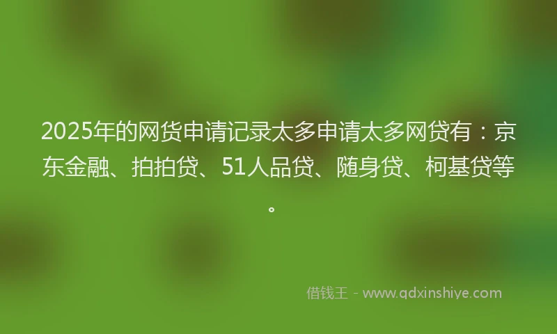 2025年的网货申请记录太多申请太多网贷有：京东金融、拍拍贷、51人品贷、随身贷、柯基贷等。