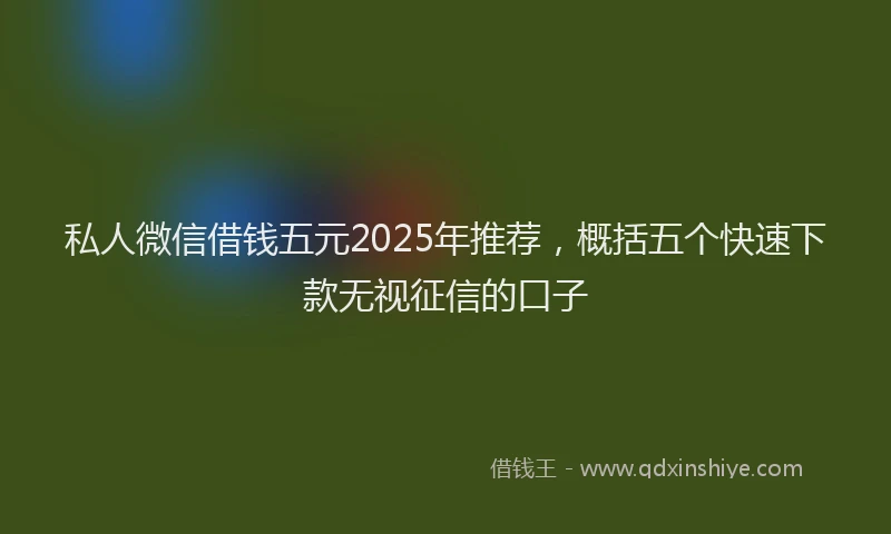 私人微信借钱五元2025年推荐，概括五个快速下款无视征信的口子