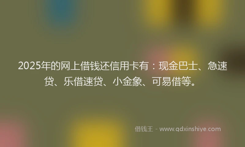 2025年的网上借钱还信用卡有：现金巴士、急速贷、乐借速贷、小金象、可易借等。