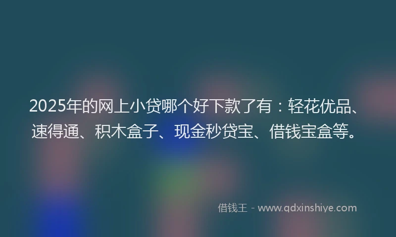 2025年的网上小贷哪个好下款了有：轻花优品、速得通、积木盒子、现金秒贷宝、借钱宝盒等。