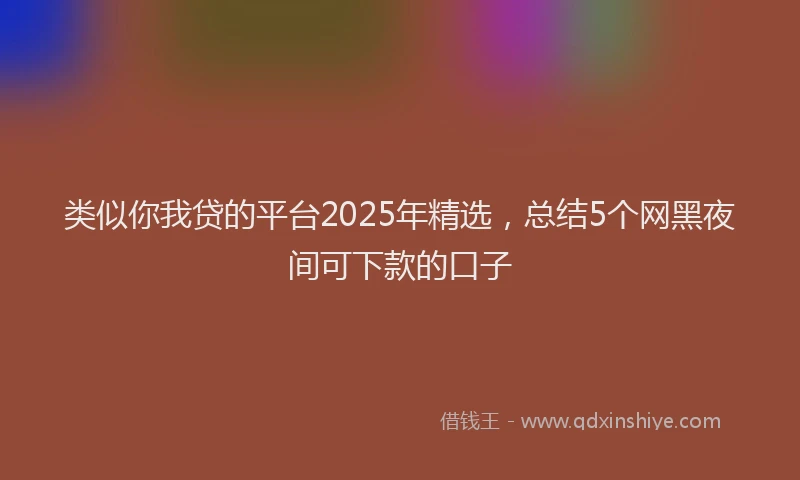类似你我贷的平台2025年精选，总结5个网黑夜间可下款的口子