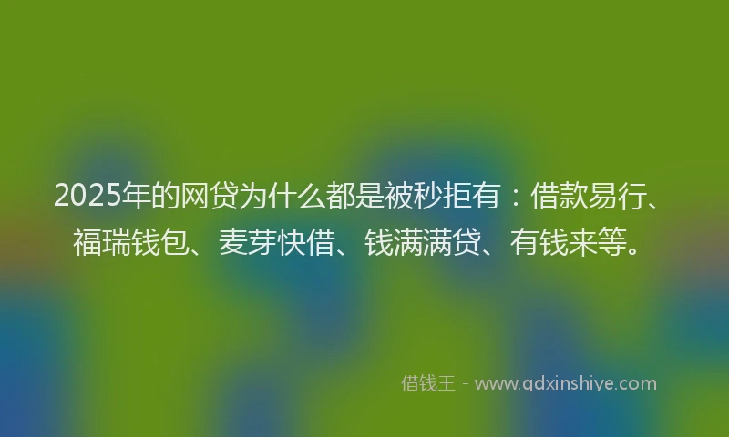 2025年的网贷为什么都是被秒拒有：借款易行、福瑞钱包、麦芽快借、钱满满贷、有钱来等。