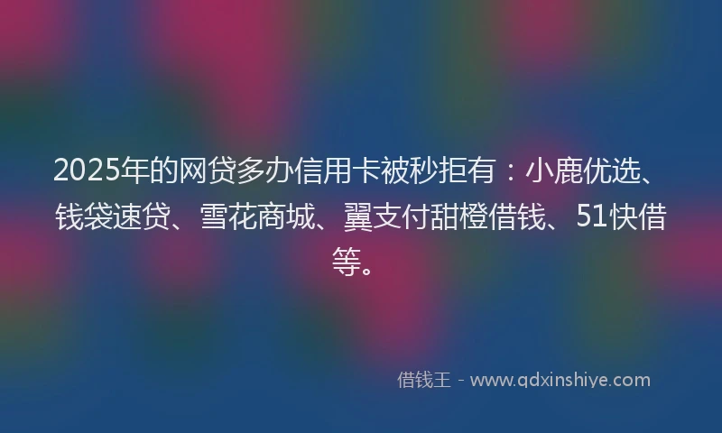 2025年的网贷多办信用卡被秒拒有：小鹿优选、钱袋速贷、雪花商城、翼支付甜橙借钱、51快借等。