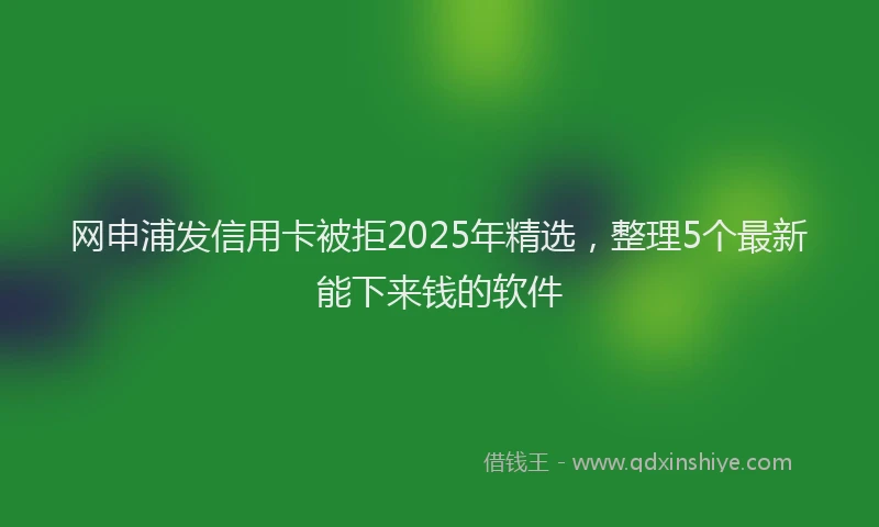 网申浦发信用卡被拒2025年精选，整理5个最新能下来钱的软件
