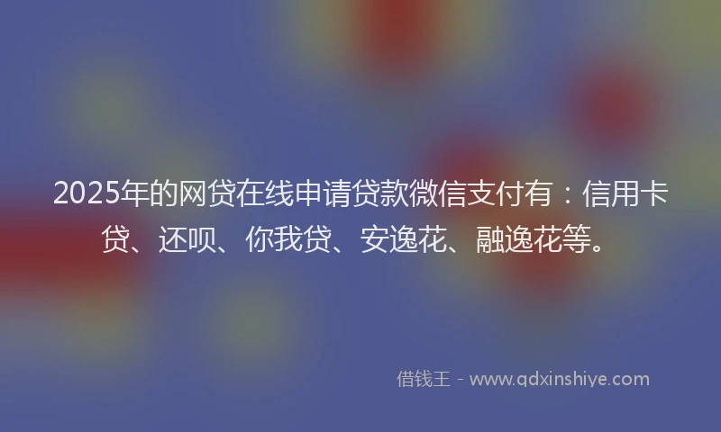 2025年的网贷在线申请贷款微信支付有：信用卡贷、还呗、你我贷、安逸花、融逸花等。