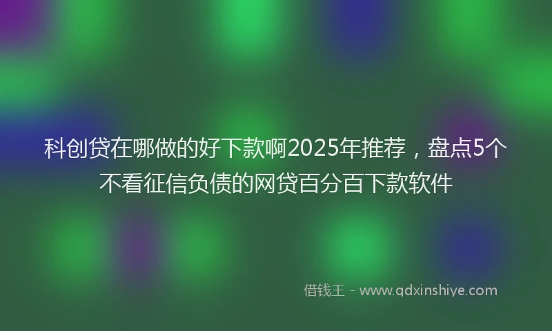 科创贷在哪做的好下款啊2025年推荐，盘点5个不看征信负债的网贷百分百下款软件