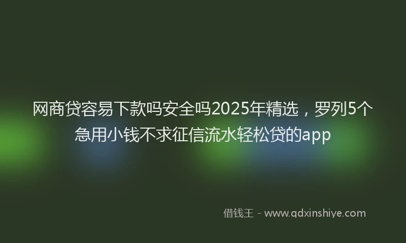 网商贷容易下款吗安全吗2025年精选，罗列5个急用小钱不求征信流水轻松贷的app