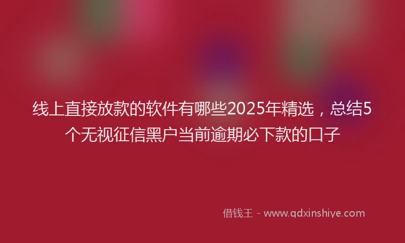 线上直接放款的软件有哪些2025年精选，总结5个无视征信黑户当前逾期必下款的口子