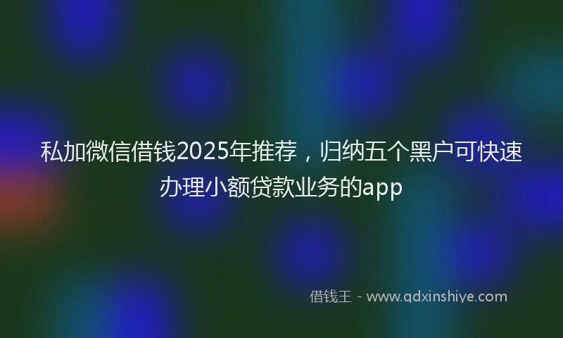 私加微信借钱2025年推荐，归纳五个黑户可快速办理小额贷款业务的app