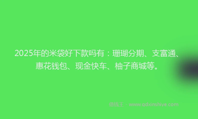 2025年的米袋好下款吗有：珊瑚分期、支富通、惠花钱包、现金快车、柚子商城等。