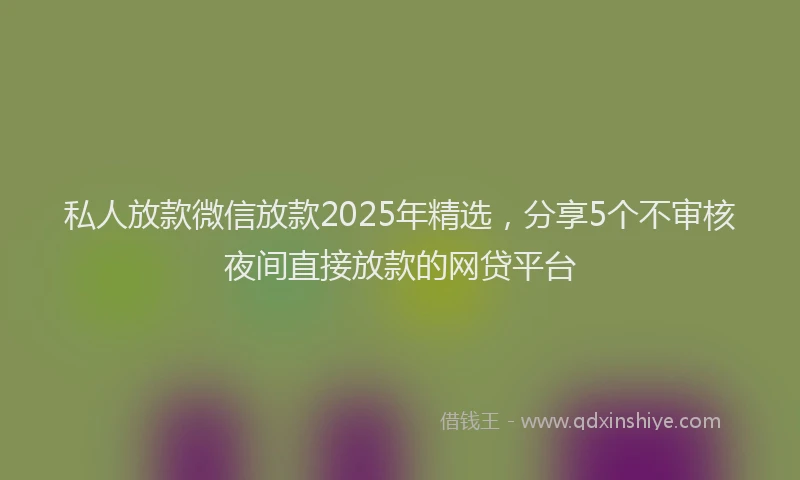 私人放款微信放款2025年精选，分享5个不审核夜间直接放款的网贷平台