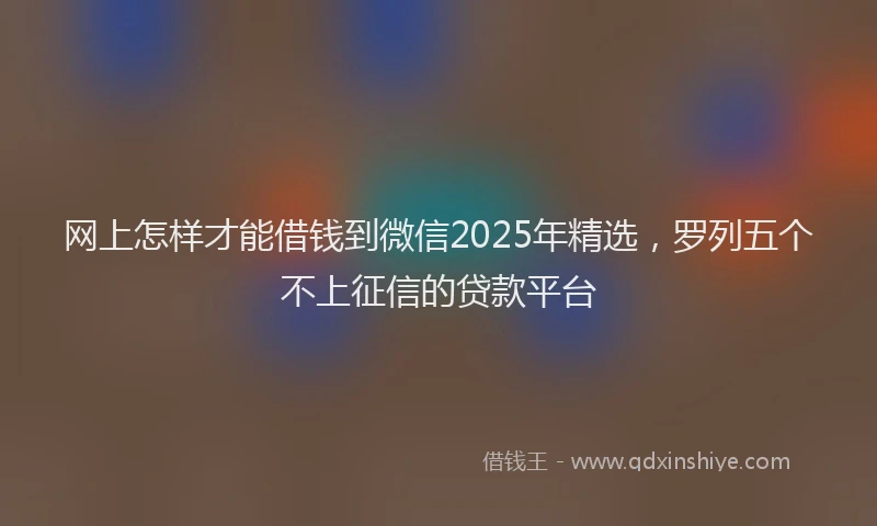 网上怎样才能借钱到微信2025年精选，罗列五个不上征信的贷款平台